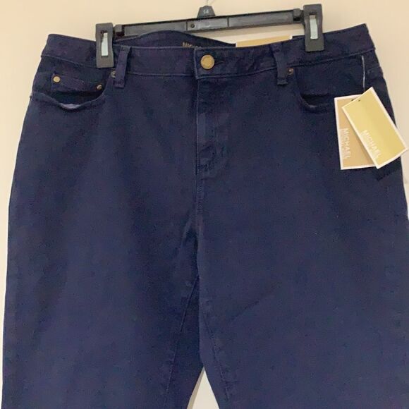 MICHAEL Michael Kors Izzy Cropped Skinny True Navy Blue Pants NEW $89 - Picture 6 of 8